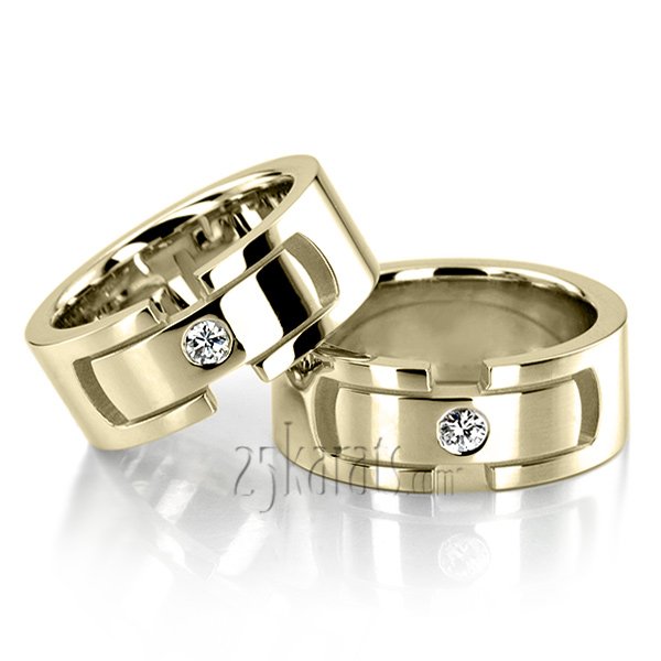 Refined Diamond Wedding Ring Set - view 2