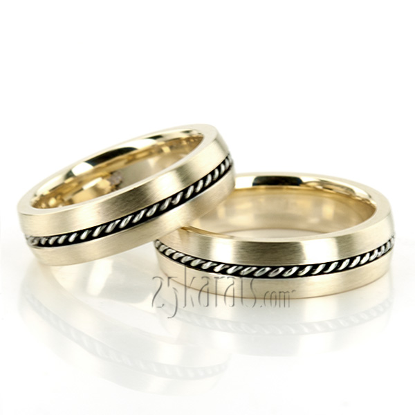 Braided Handcrafted Wedding Band Set - view 3