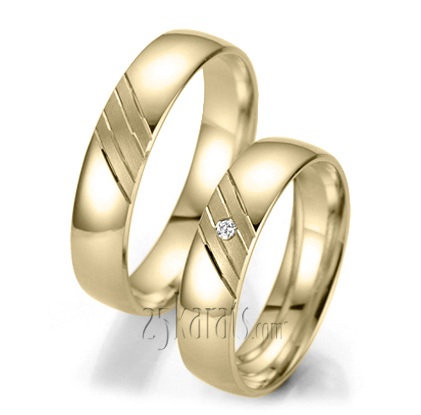 Basic Diamond Wedding Band Set - view 2