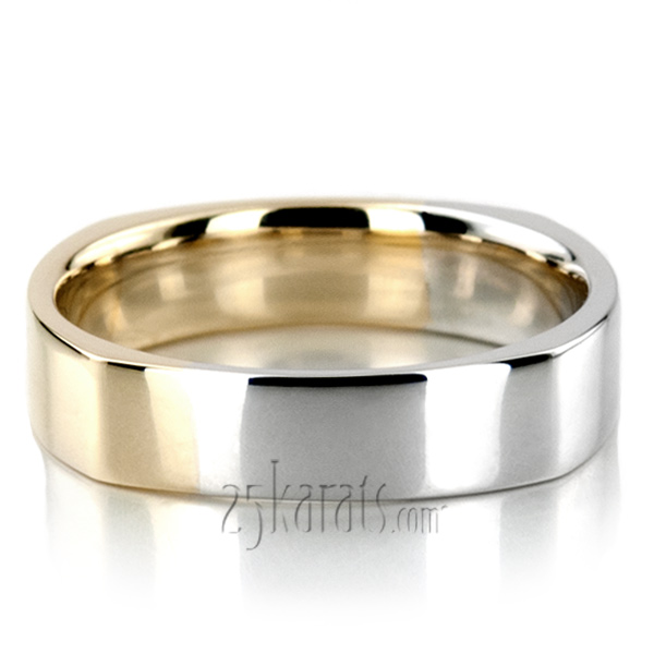 Square Two-Tone Wedding Ring Set - view 3