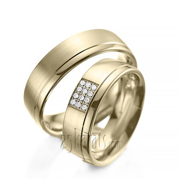 Pave Set Diamond Wedding Ring Set - view 2