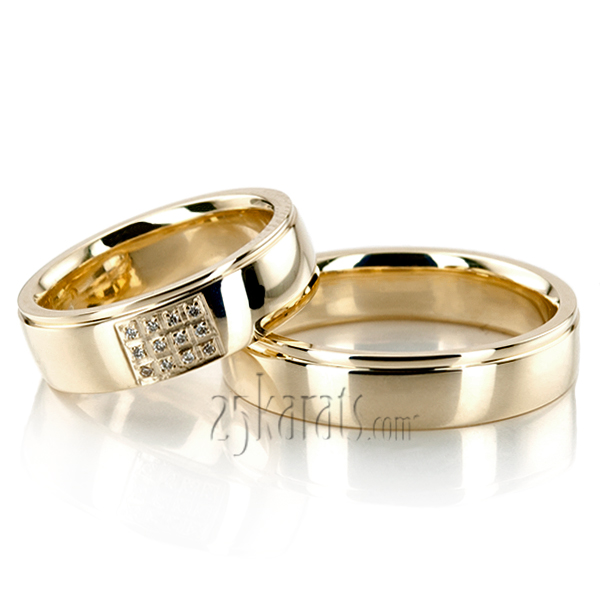 Pave Set Diamond Wedding Ring Set - view 3