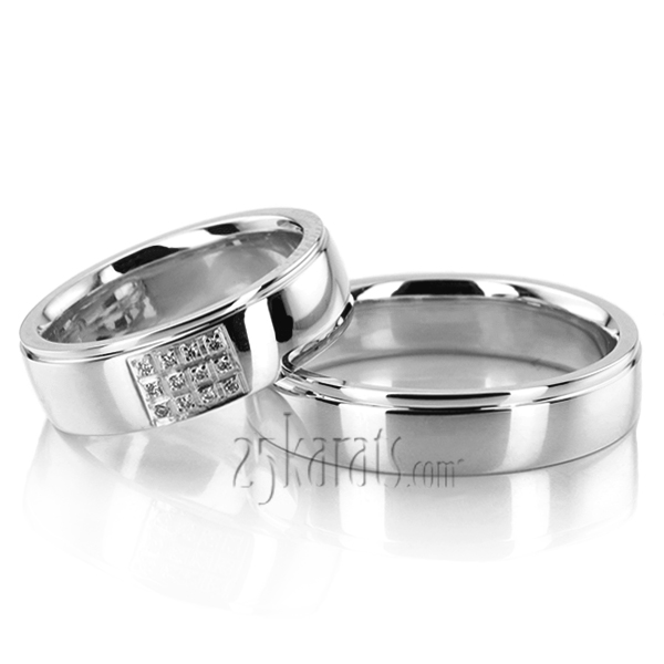 Pave Set Diamond Wedding Ring Set - view 4