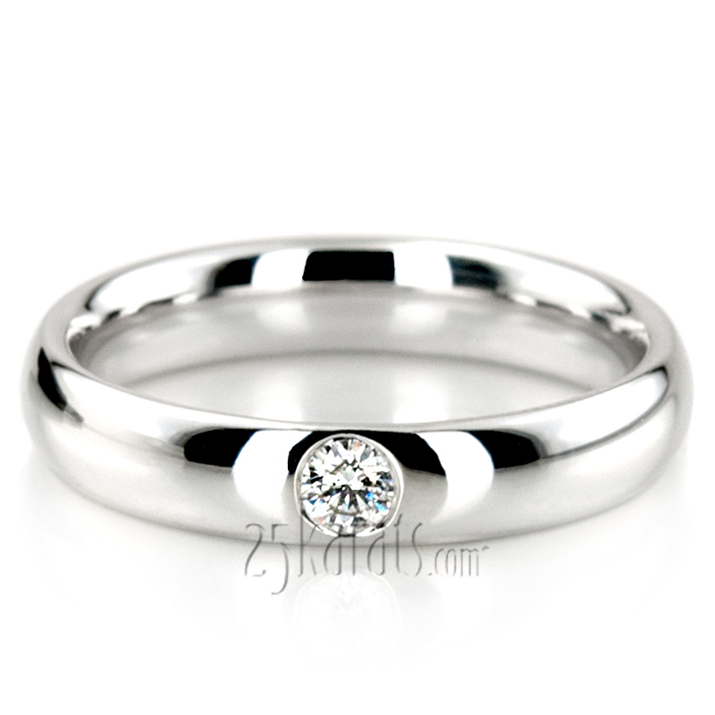 High Polished Classic Solitaire Diamond Wedding Rings for Couples - view 2