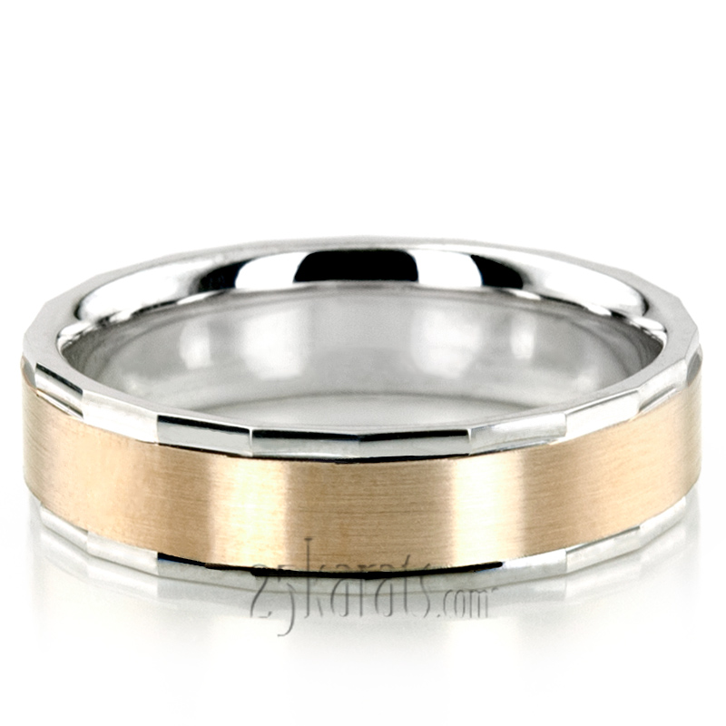 Fine Angular Edge Wedding Ring  - view 7