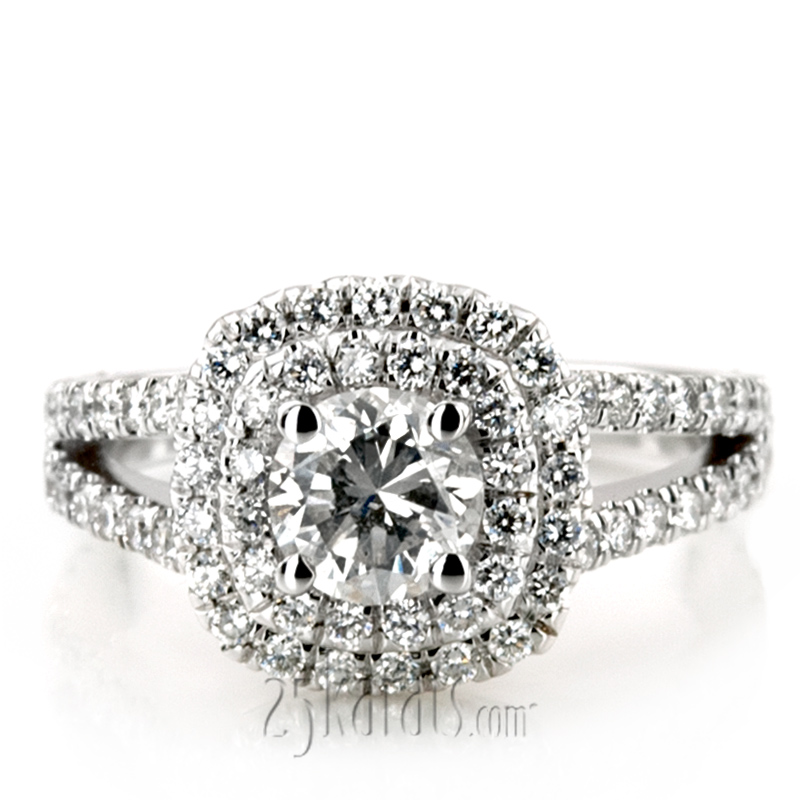 Split Shank Two Tier Halo Engagement Ring (3/4 ct. t.w.) - view 13