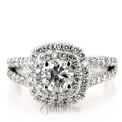 Split Shank Two Tier Halo Engagement Ring (3/4 ct. t.w.) - view 13 of 14