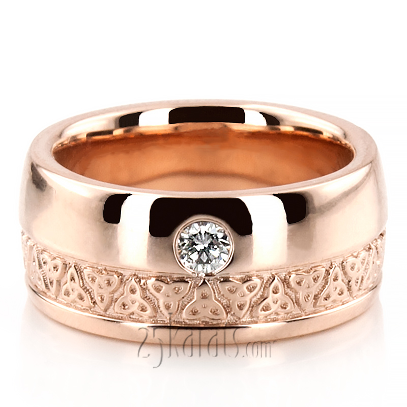 Dome Triquetra Comfort Diamond Wedding Band - view 4