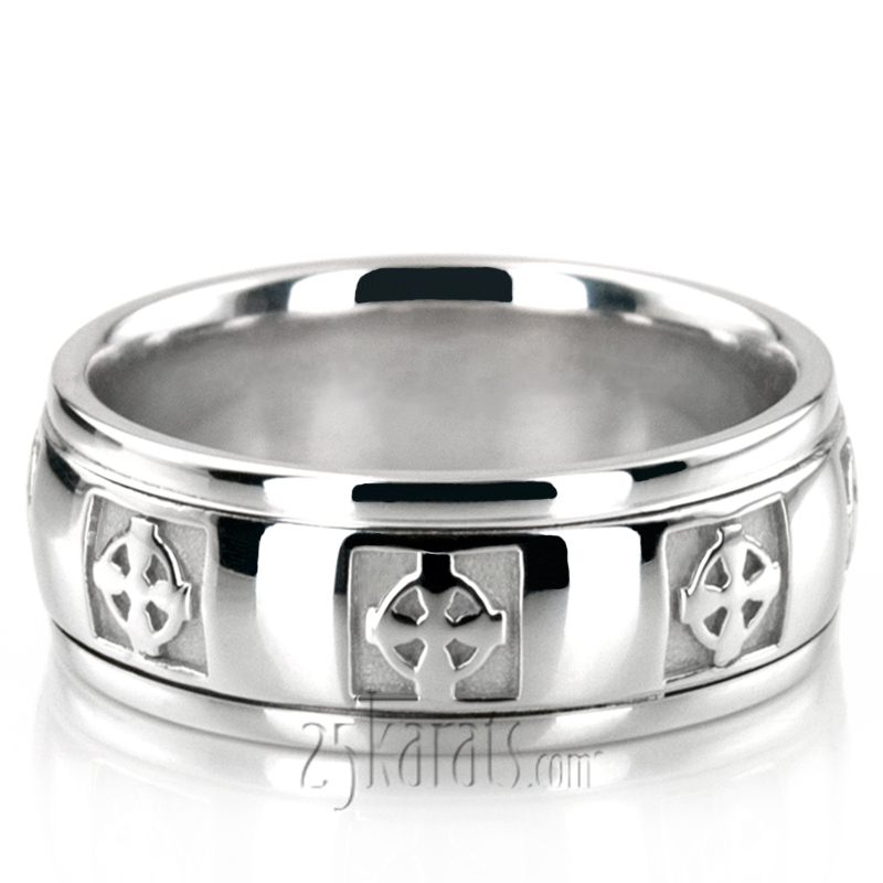 Pewter Celtic Cross Wedding Ring  - view 5