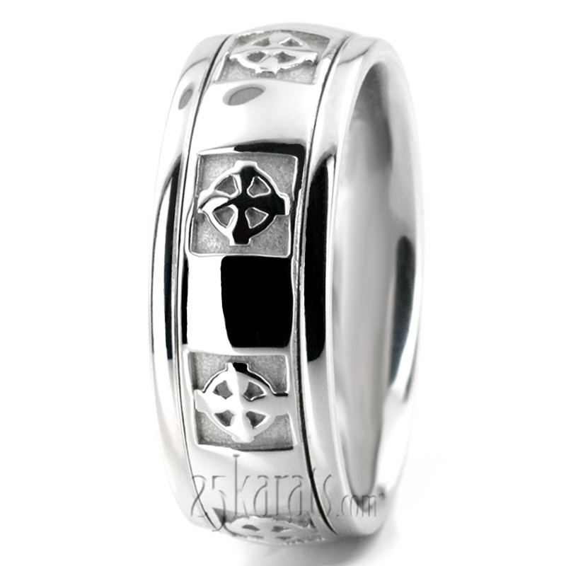 Pewter Celtic Cross Wedding Ring  - view 6