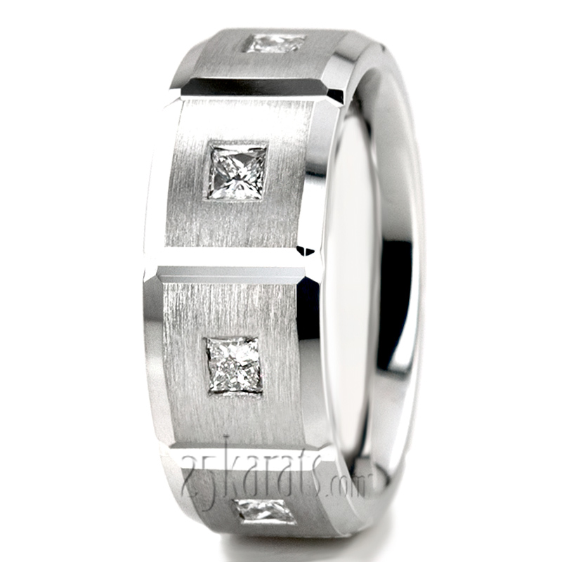 Rectangular Cut Diamond Wedding Band - view 4