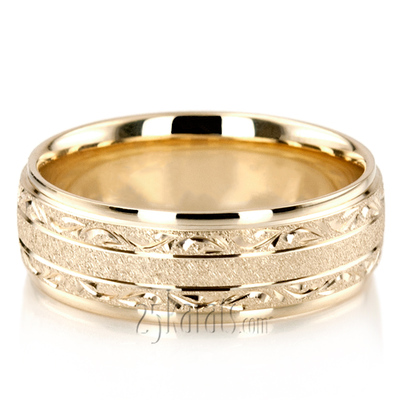 Exclusive Floral Design Wedding Band - view 7 of 8