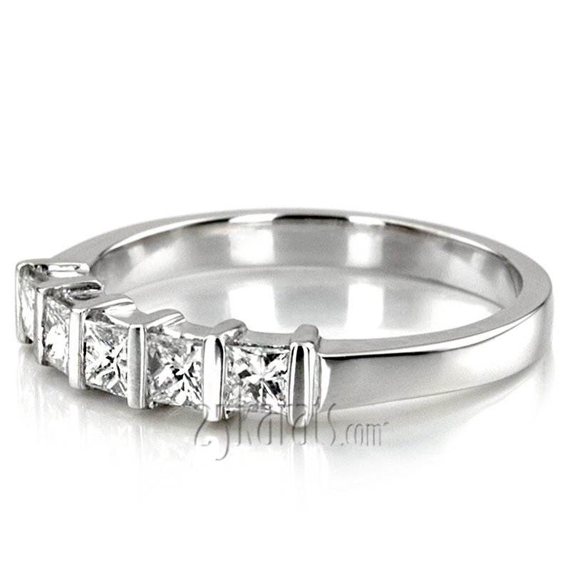 5 Stone Contemporary Bar Set Princess Cut Women Diamond  Ring (3/4 ct. tw.) - view 6