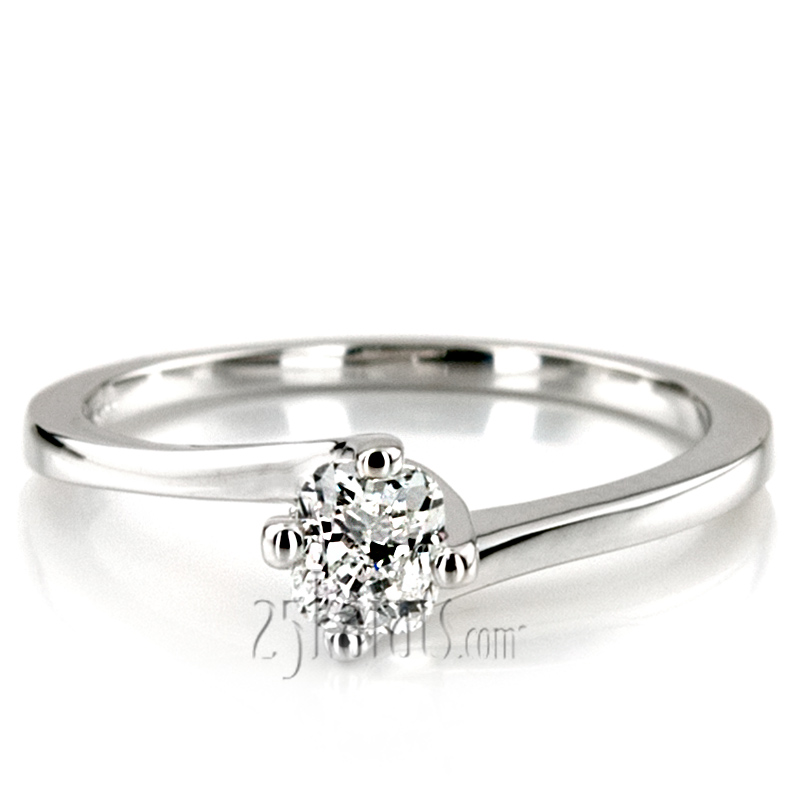 By Pass Prong Set Solitaire Diamond Engagement Ring - view 7