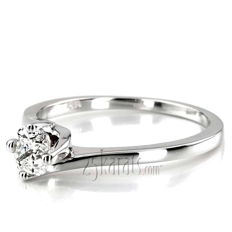 By Pass Prong Set Solitaire Diamond Engagement Ring - view 8