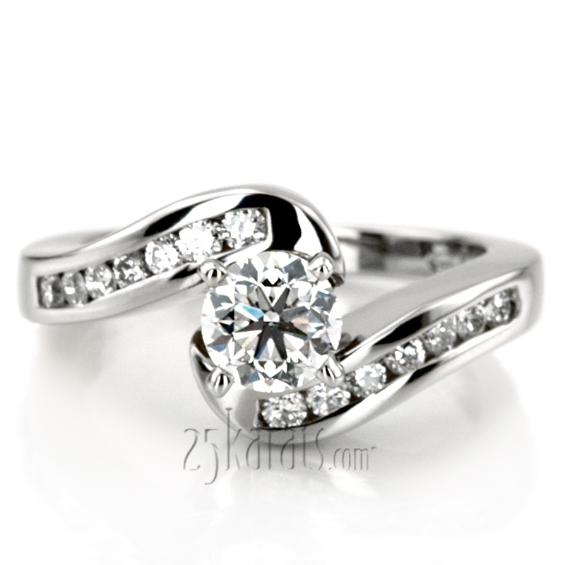 By Pass Designer Channel Set Diamond Engagement Ring (0.28ct. tw.) - view 6