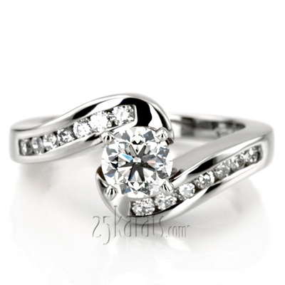 By Pass Designer Channel Set Diamond Engagement Ring (0.28ct. tw.) - view 6 of 7