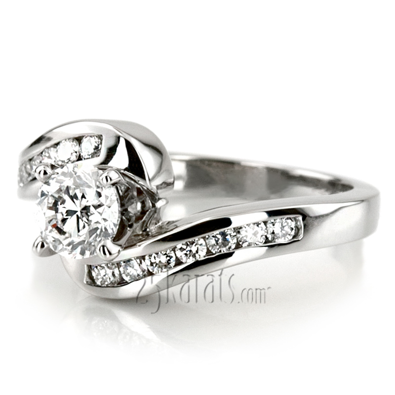 By Pass Designer Channel Set Diamond Engagement Ring (0.28ct. tw.) - view 7