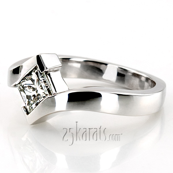 Princess Cut Bar Set Solitaire Engagement Ring - view 2