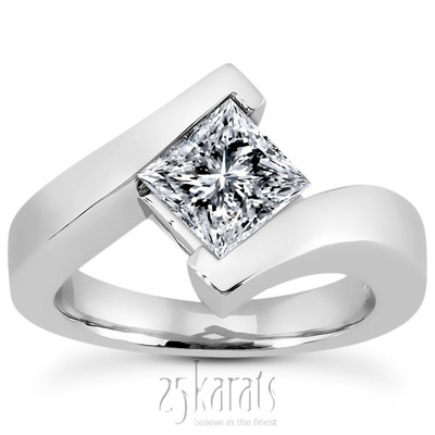 Princess Cut Bar Set Solitaire Engagement Ring - view 5