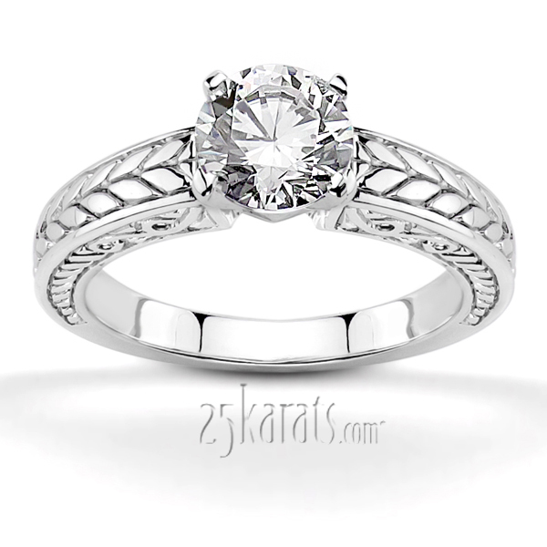 Prong Set Solitaire Antique Diamond Engagement Ring - view 2