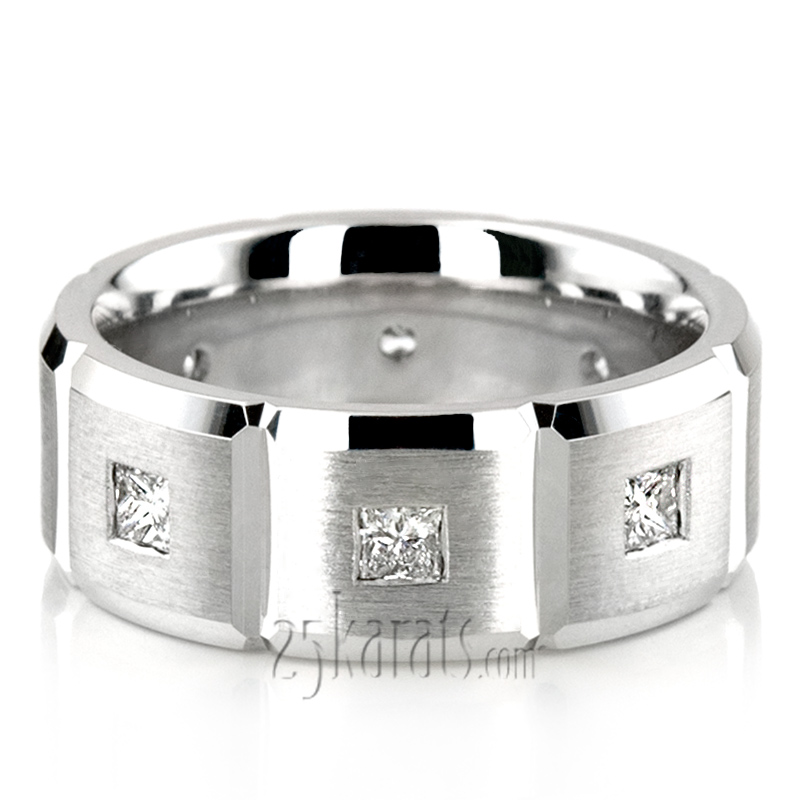 Rectangular Cut Diamond Wedding Band Set - view 2