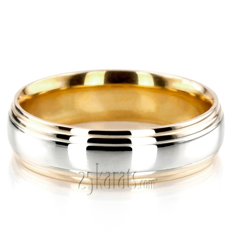 Double Step Edge Carved Design Wedding Band  - view 8