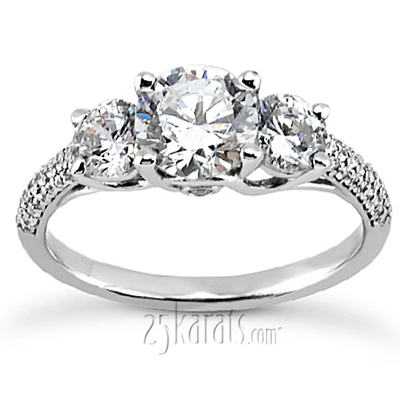 Elegant Three Stone Micro Pave Engagement Ring (0.84 ct. t.w.) - view 3 of 3