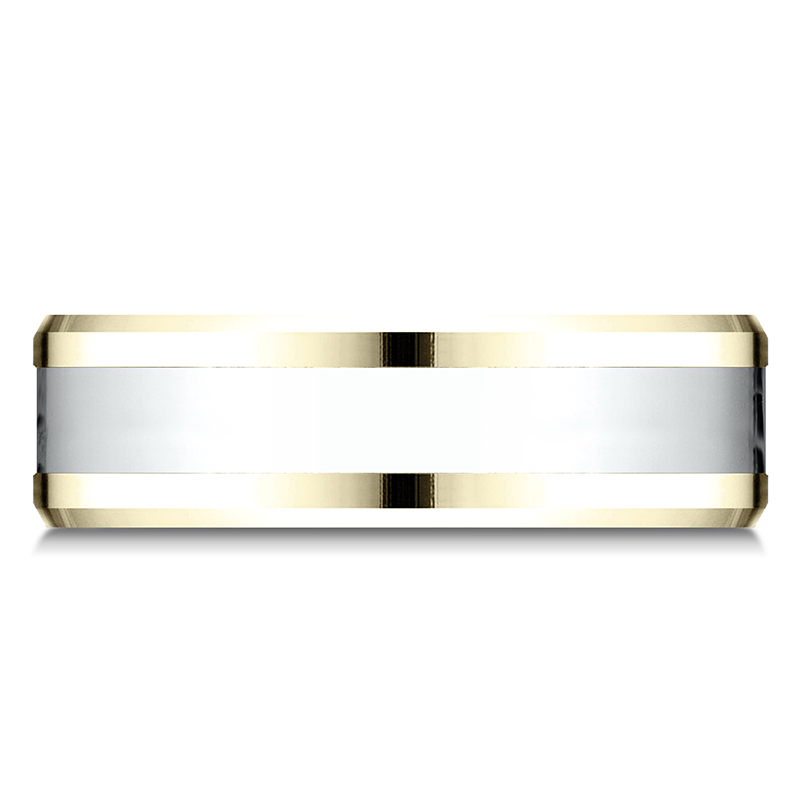 Benchmark Two Tone 6mm Comfort Fit Drop Bevel Design Band - view 3