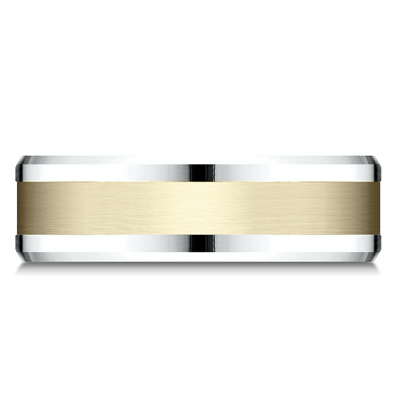 Benchmark 6mm Comfort Fit Drop Bevel Satin Finish Design Band - view 3