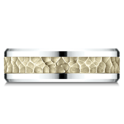 Benchmark 6mm Comfort Fit Drop Bevel Hammered Finish Design Band - view 3 of 3