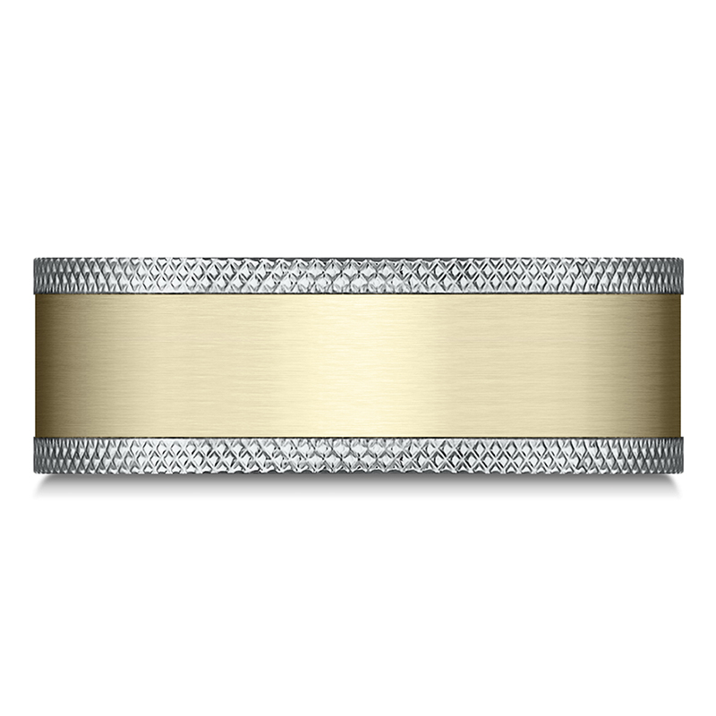 Benchmark 8mm Comfort Fit Knurled Edge Satin Finish Design Band - view 3