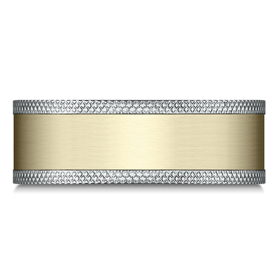 Benchmark 8mm Comfort Fit Knurled Edge Satin Finish Design Band - view 3 of 3