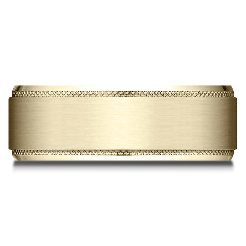 Benchmark 8mm Comfort Fit Knurled Drop Bevel Satin Finish Design Band - view 6