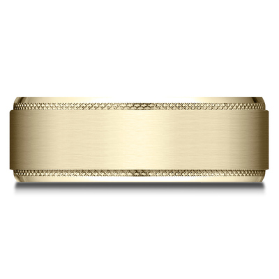 Benchmark 8mm Comfort Fit Knurled Drop Bevel Satin Finish Design Band - view 6 of 9