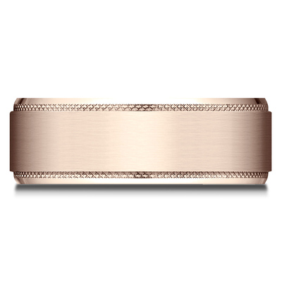 Benchmark 8mm Comfort Fit Knurled Drop Bevel Satin Finish Design Band - view 9 of 9