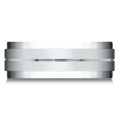 Benchmark 8mm Comfort Fit Drop Bevel Satin Finish Center Design Band - view 3 of 9