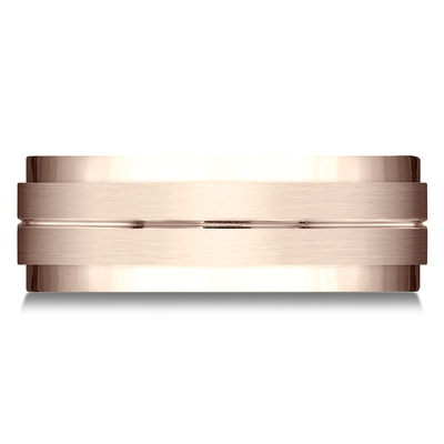 Benchmark 8mm Comfort Fit Drop Bevel Satin Finish Center Design Band - view 9 of 9