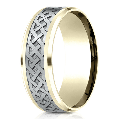 Benchmark 8mm Comfort Fit Drop Bevel Celtic Knot Design Band - view 1 of 5