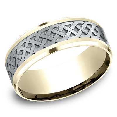 Benchmark 8mm Comfort Fit Drop Bevel Celtic Knot Design Band - view 3 of 5