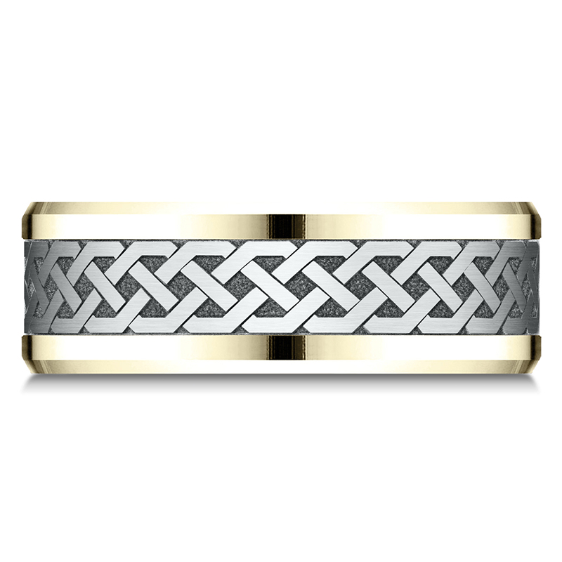 Benchmark 8mm Comfort Fit Drop Bevel Celtic Knot Design Band - view 2