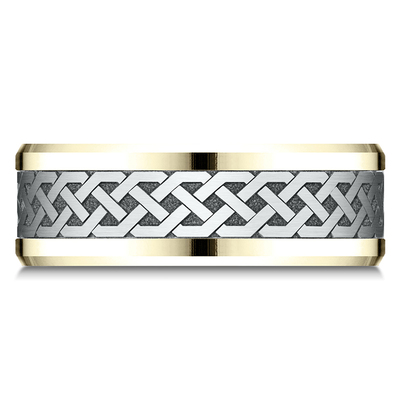 Benchmark 8mm Comfort Fit Drop Bevel Celtic Knot Design Band - view 2 of 5