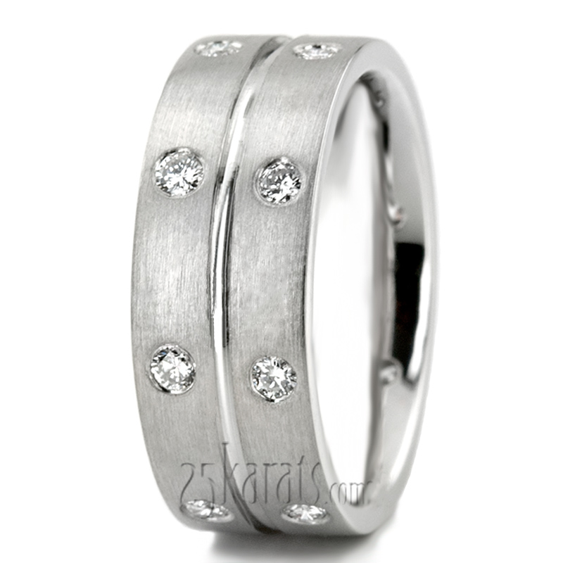 Sixteen Stone Flush-set Diamond Wedding Band  - view 2