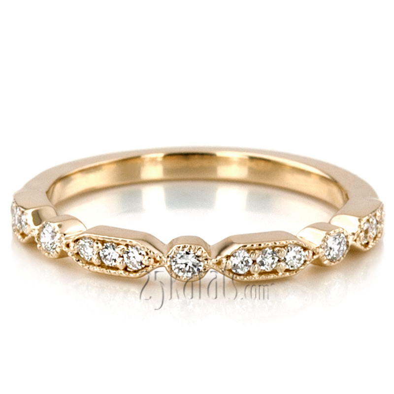 Elegant Diamond Wedding And Anniversary Band With Mill Grain Accent (1/5 ct. t.w.) - view 8