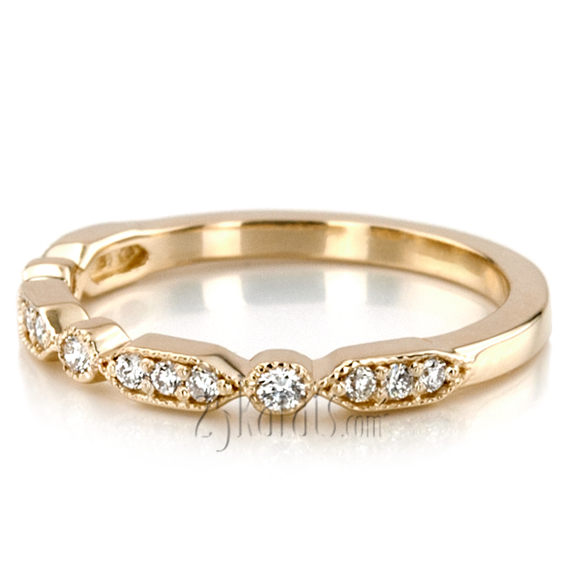 Elegant Diamond Wedding And Anniversary Band With Mill Grain Accent (1/5 ct. t.w.) - view 9