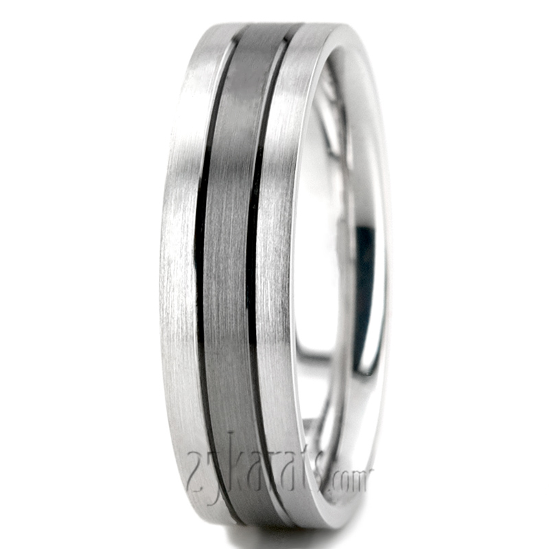 Black Center Basic Designer Wedding Ring  - view 4