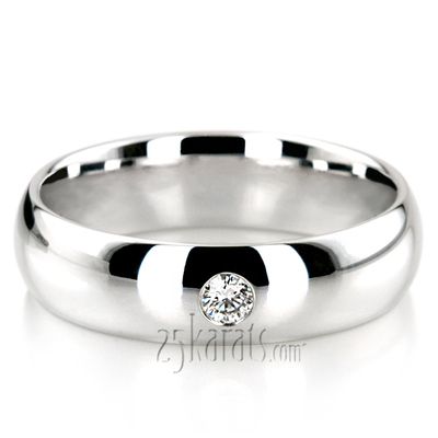 High Polished Solitaire Diamond Wedding Band  - view 6 of 7