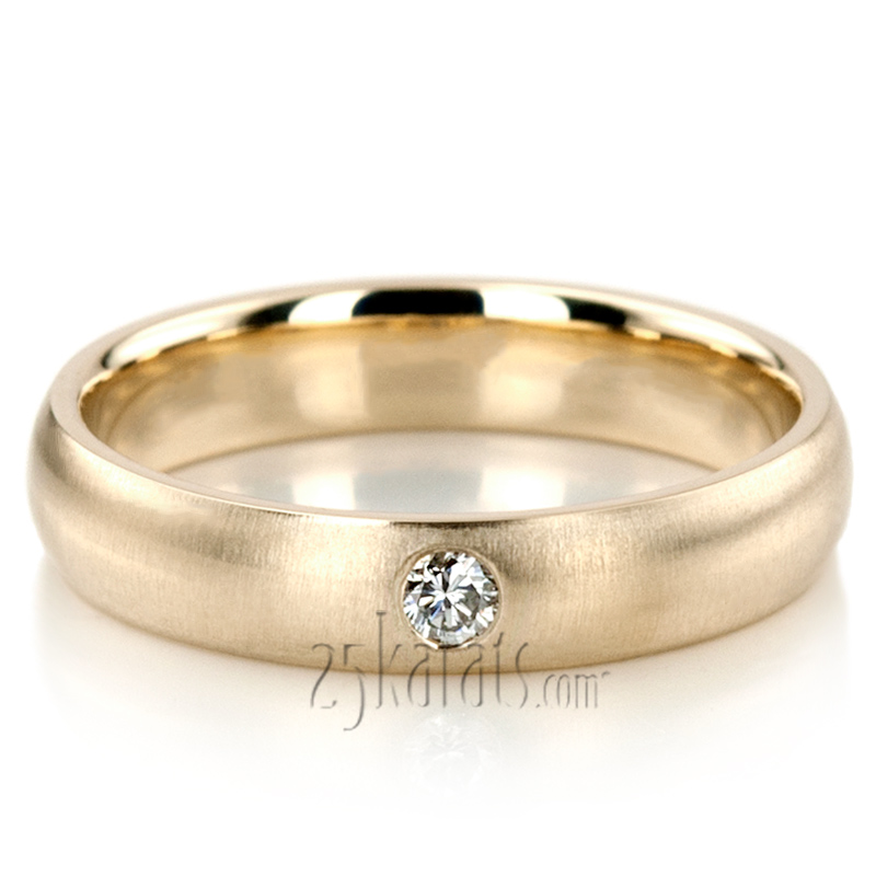 High Polished Solitaire Diamond Wedding Band  - view 5