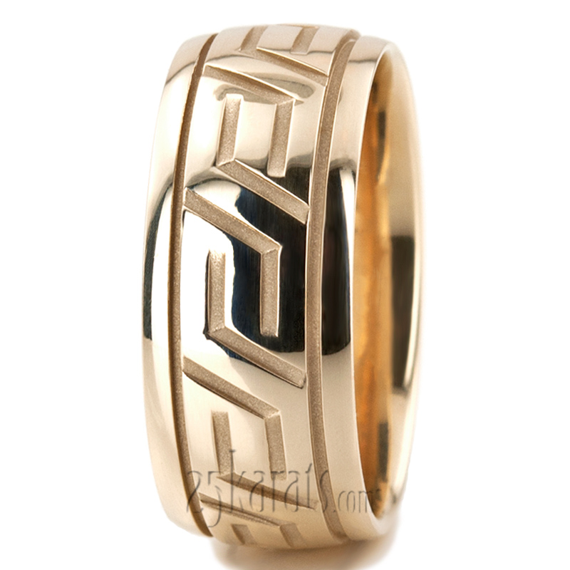 Traditional Greek Key Designer Wedding Band  - view 5