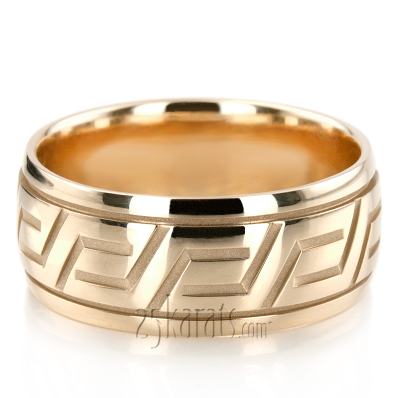 Traditional Greek Key Designer Wedding Band  - view 6